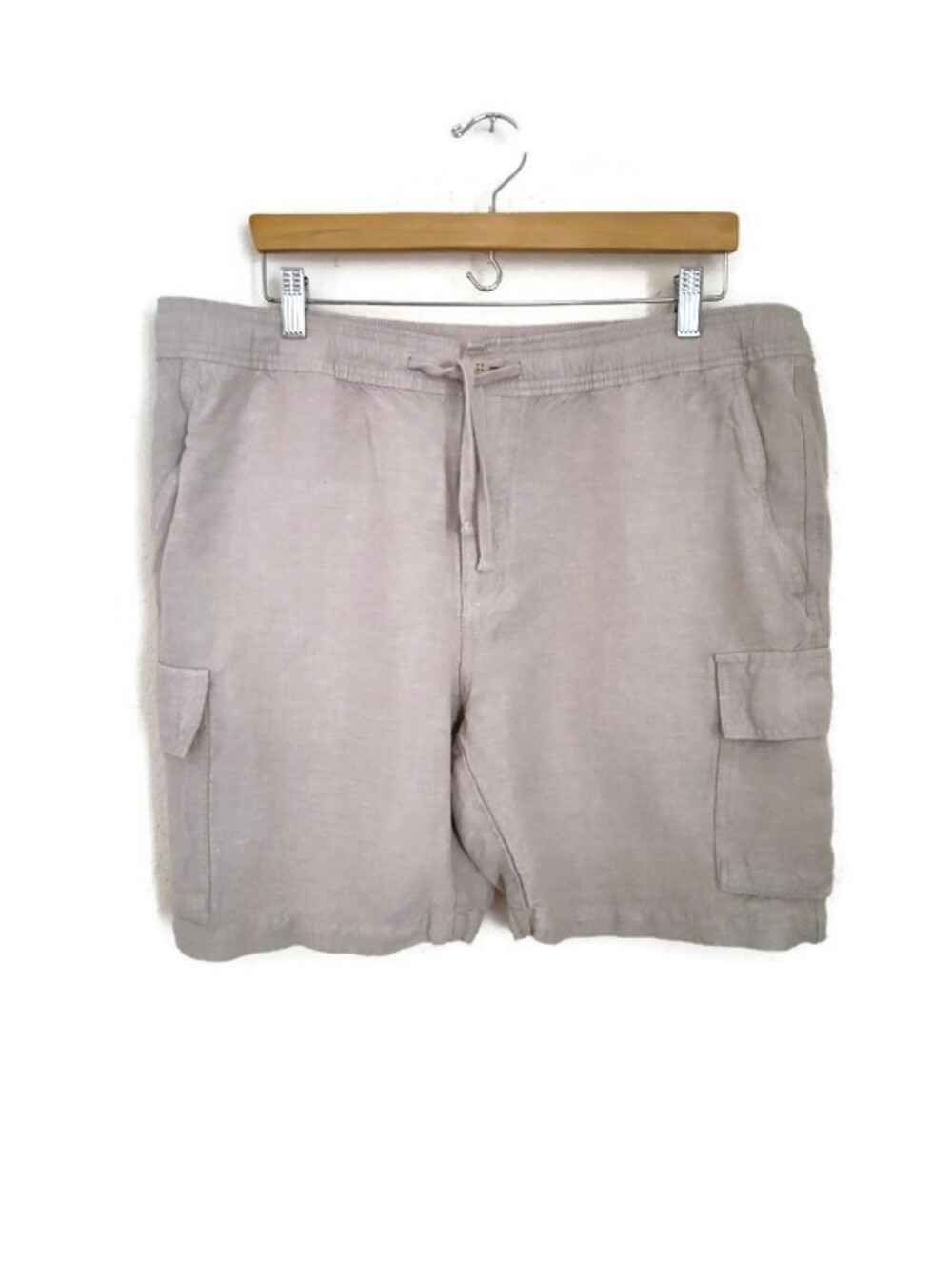 Cubavera Mens Linen Blend Khaki Cargo Shorts Size Large